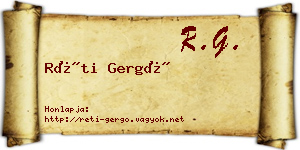 Réti Gergő névjegykártya